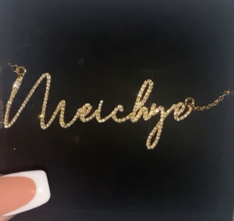 Customer photo review of Luxe Crystal Custom Necklace