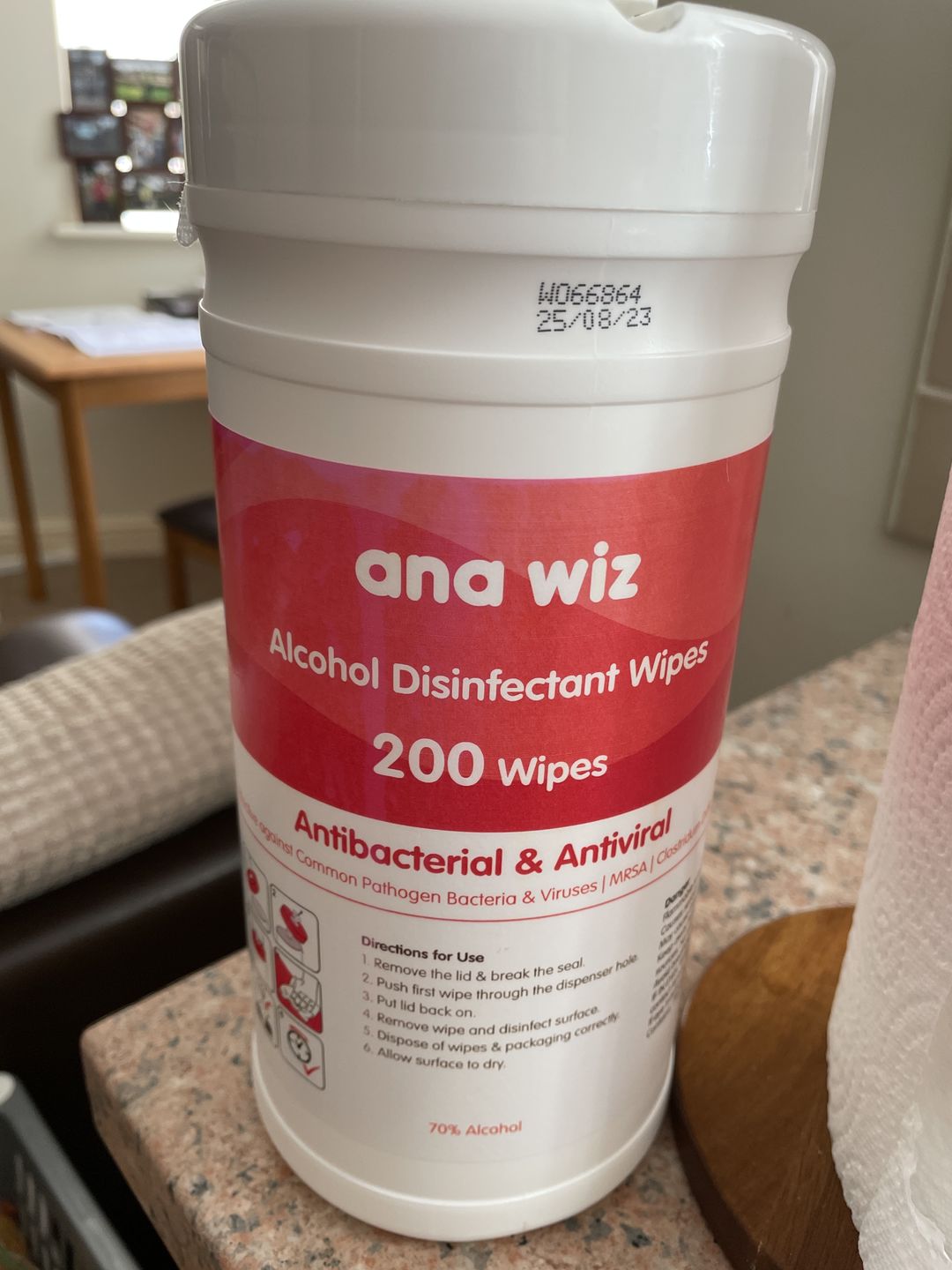 Customer photo review of Alcohol Disinfectant Wipes (200 Sheet Tub)
