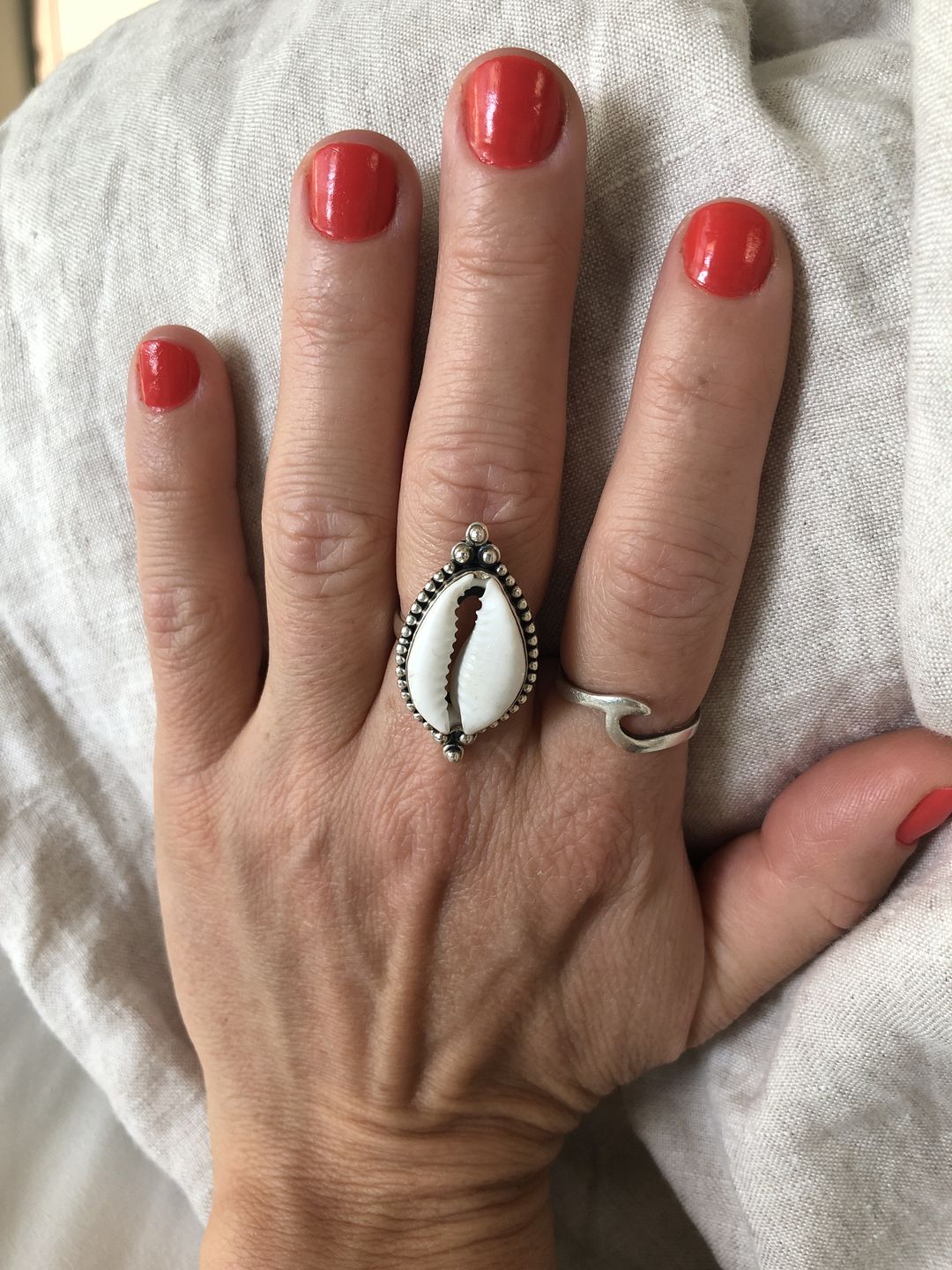 Customer photo review of Cowrie Shell Boho Ring Sterling Silver