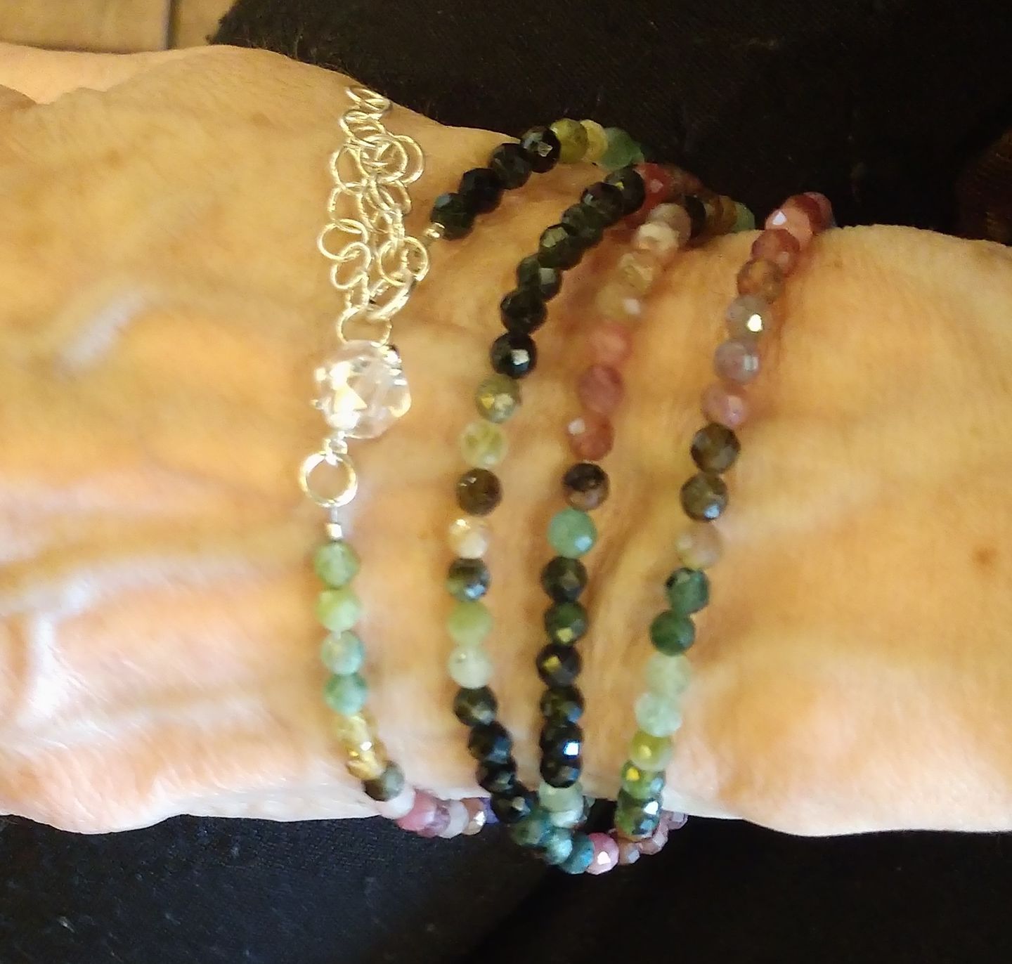 Customer photo review of Emotional Healing Rainbow Chakra Tourmaline Wrap Bracelet for Self Love