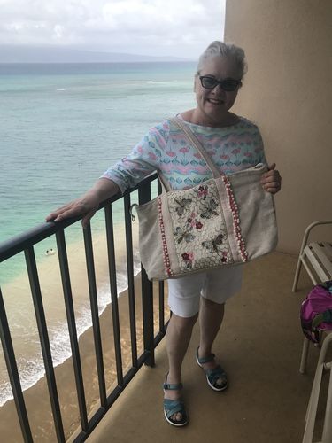 Customer photo review of Rose Garden Golden Bee Tote