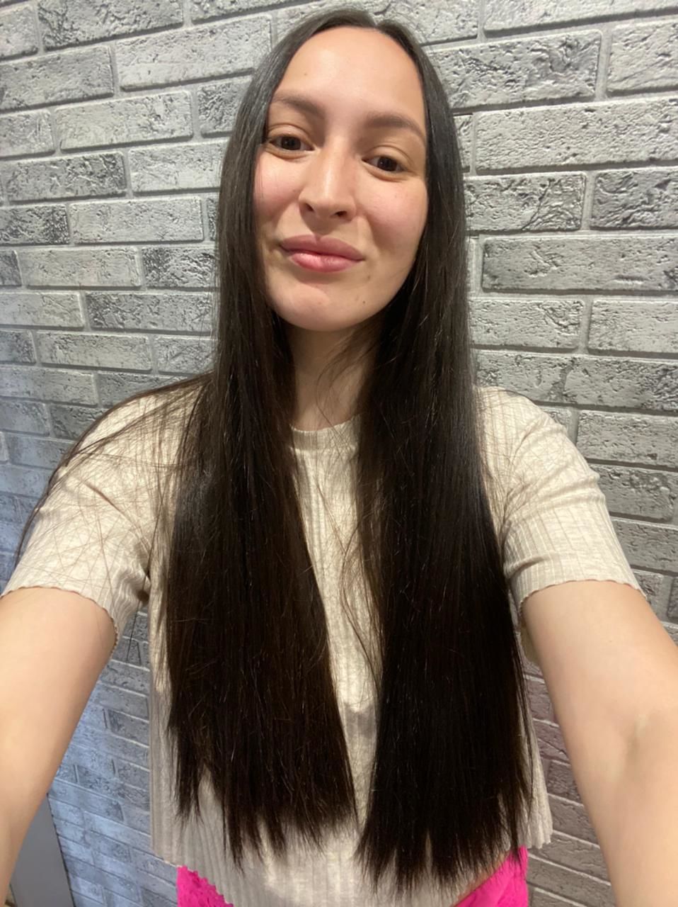 Customer photo review of 20' Dark Brown Wavy DIY Hair Extensions Home Kit for THIN/MEDIUM thick Hair