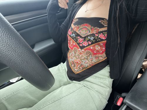 Customer photo review of High Waist Straight Leg Jeans