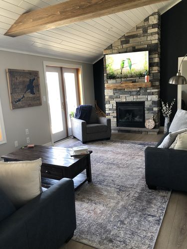 Customer photo review of Abstract Border Echo Blue Grey Rug