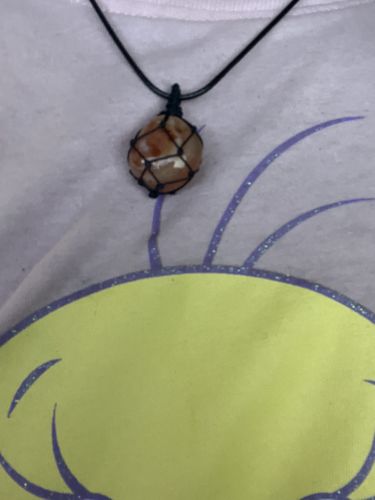 Customer photo review of Carnelian Net Pendant