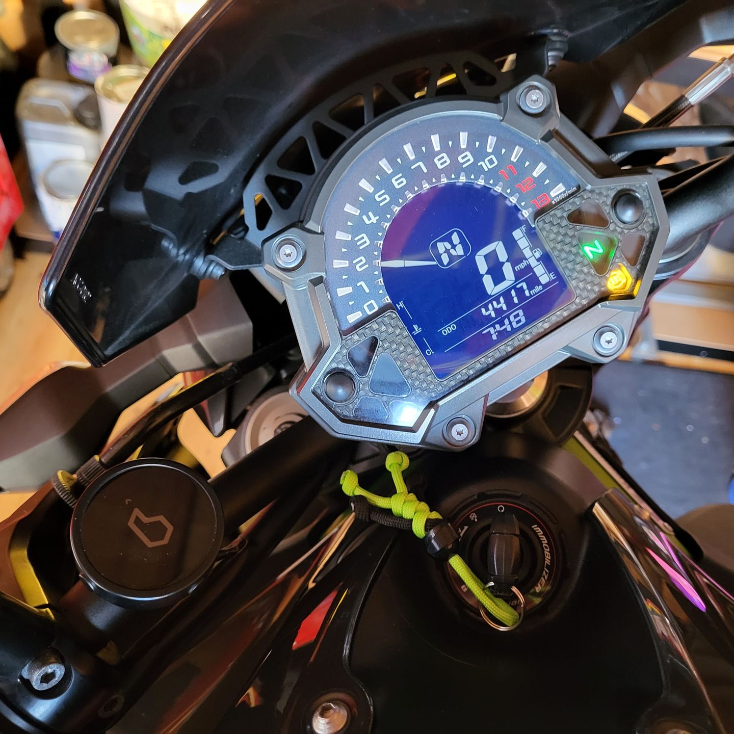 Customer photo review of Black Green Biker Buddy Paracord Keychain