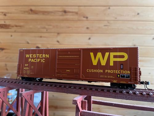 Customer photo review of Rapido 139007 Evans X72A Box car: Western Pacific - 3-Pack Car Numbers: #4051, 4053, 4056, HO