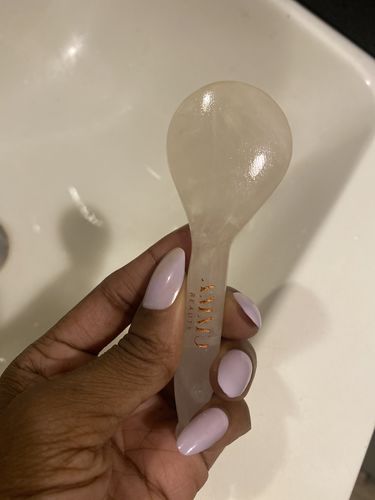 Customer photo review of Rose Quartz Facial Sculpting Spoon