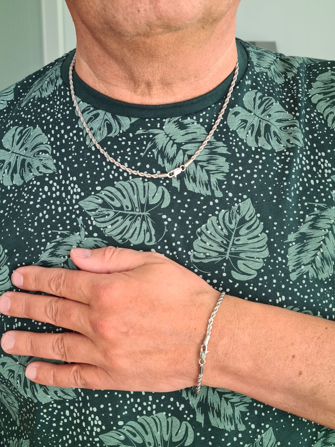Customer photo review of CLEAN ROPE BRACELET. - 3MM WHITE GOLD