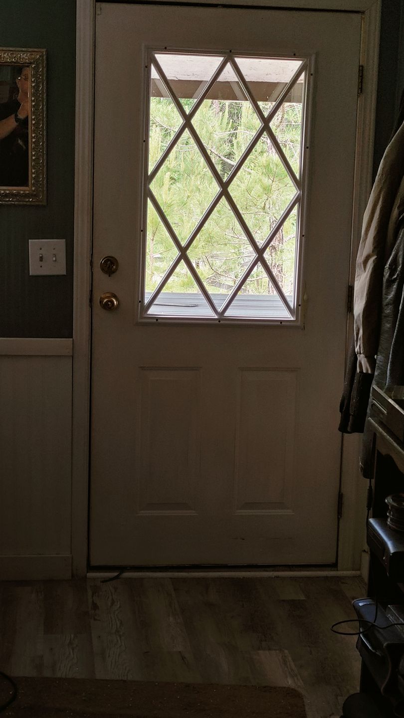 Customer photo review of Clear Diamond Grid Glass and Frame Kit (Half Lite 22" x 36" Glass Size)