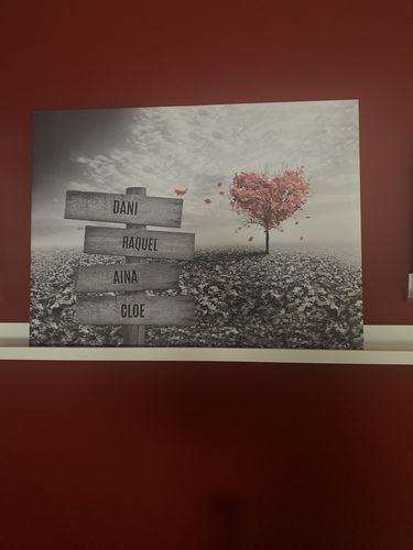 Customer photo review of Lienzo Árbol Corazón con Nombres Personalizados