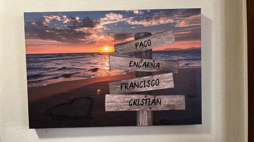 Customer photo review of Lienzo personalizado Corazon en la Playa