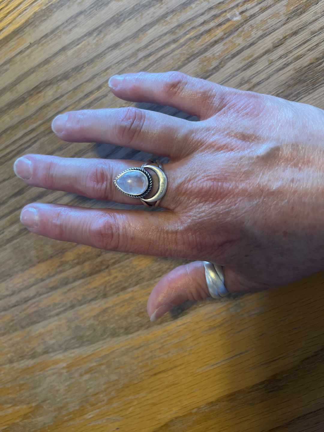 Customer photo review of Sterling Silver Crescent Moon Moonstone Ring