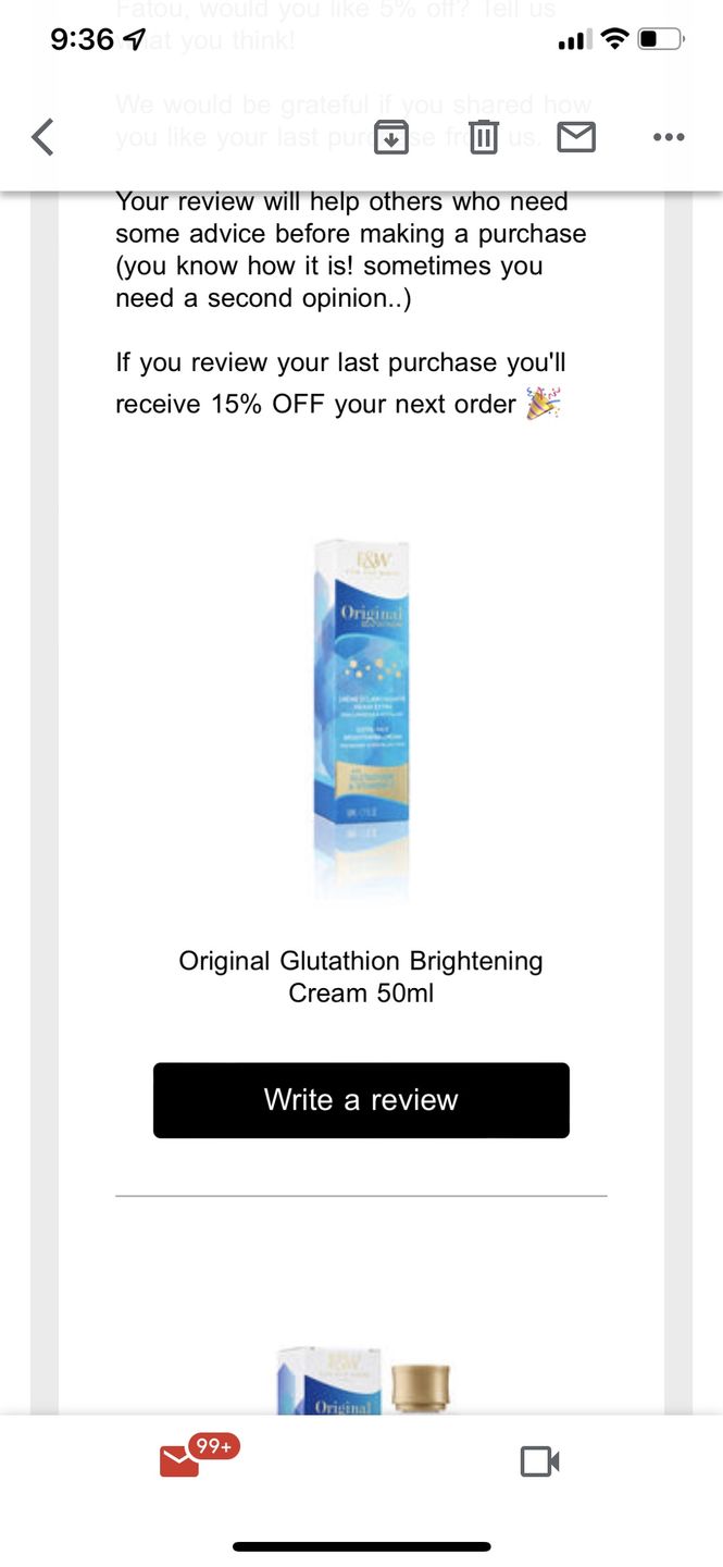 Customer photo review of Fair and White Original Carrot Moisturizing Lotion 500ml / 16.90 fl oz