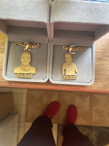 Customer photo review of Lovers Charm™ 18K Custom Engraved Necklace