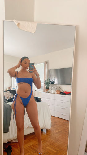 Customer photo review of Naomi One Piece Mesh Swimsuit - Cobalt