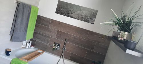 Customer photo review of Bild Edelstahloptik | Weiße Blätter | Panorama