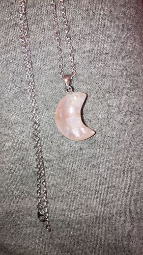 Customer photo review of Flower Agate Moon Pendant
