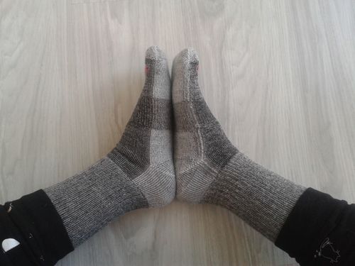 Customer photo review of J.B. Field's "Hiker GX" 74% Merino Wool Hiking Crew Sock
