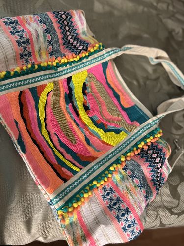 Customer photo review of Daphne Embellished Multi-colored Hand Beaded Tote