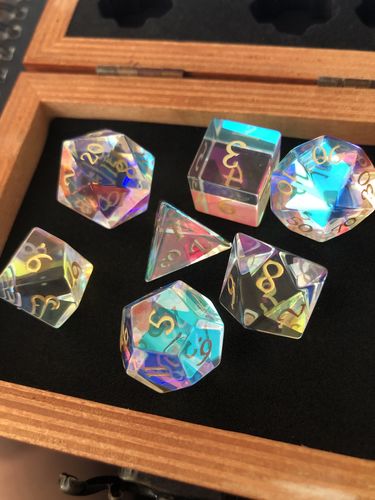 Customer photo review of Green Glass DnD Dice Set All Number Dice
