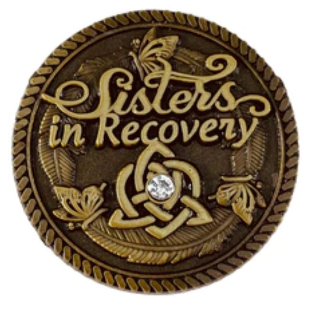 Customer photo review of Sisters in Recovery Specialty AA/NA Medallion - Bronze with Crystal