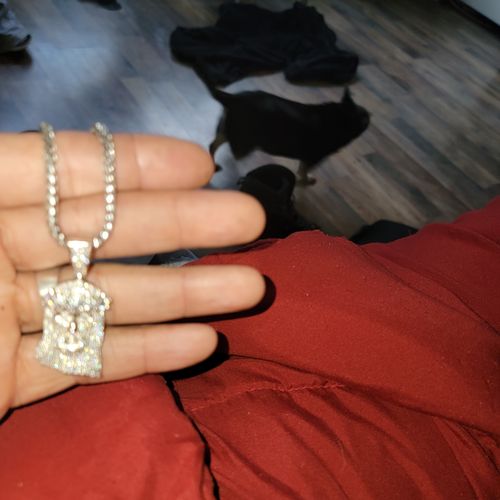Customer photo review of 3.3 CTW Certified Moissanite Deluxe Jesus Pendant