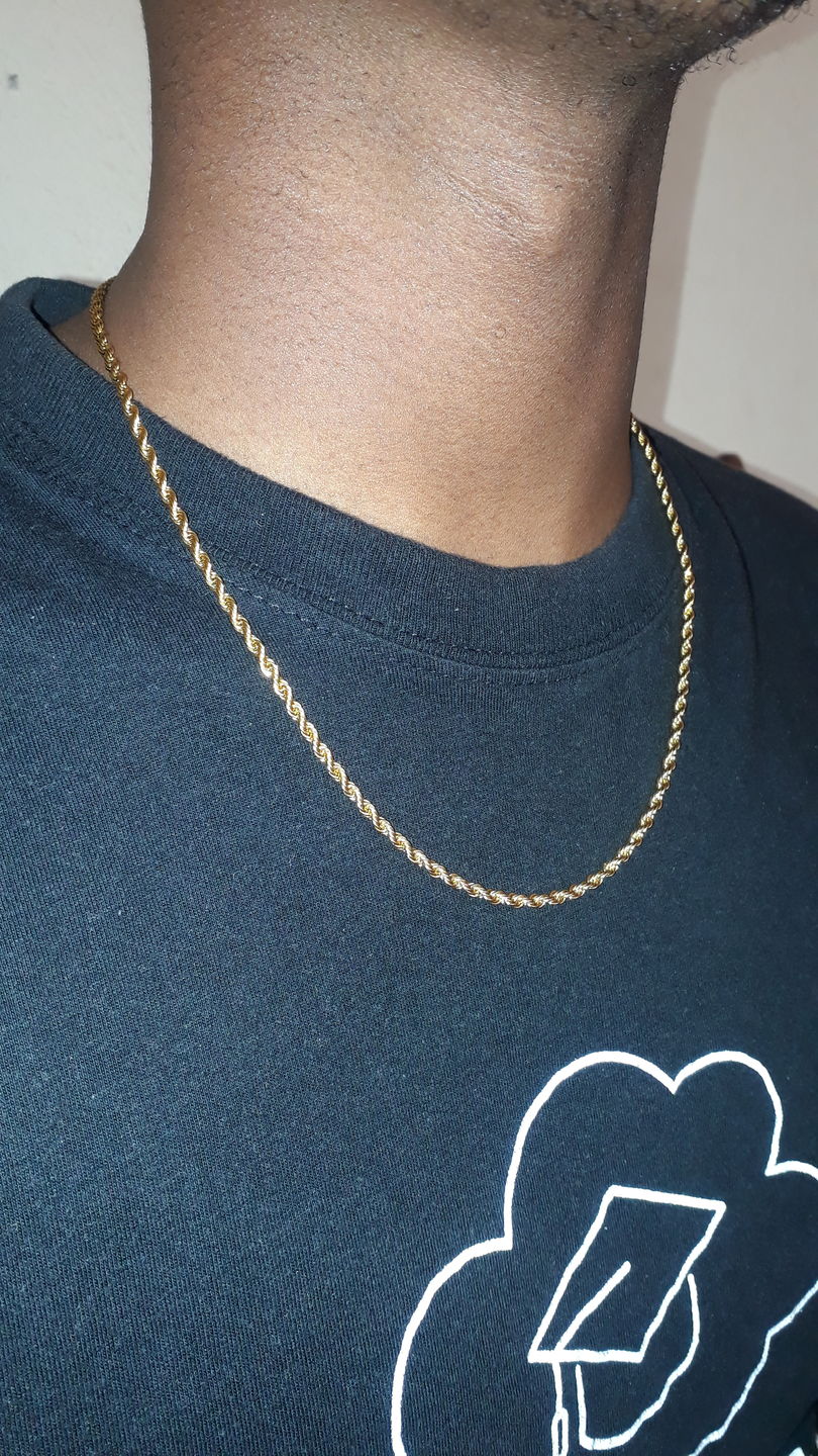 Customer photo review of 3mm Gold rope chain (unisex)