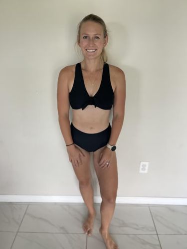 Customer photo review of Criss Cross Straps Matte Black Bikini Set