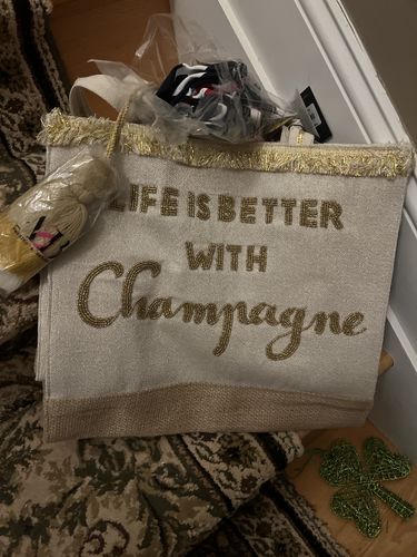 Customer photo review of Champagne Forever Tote-Hand Beaded Jute Tote For Women