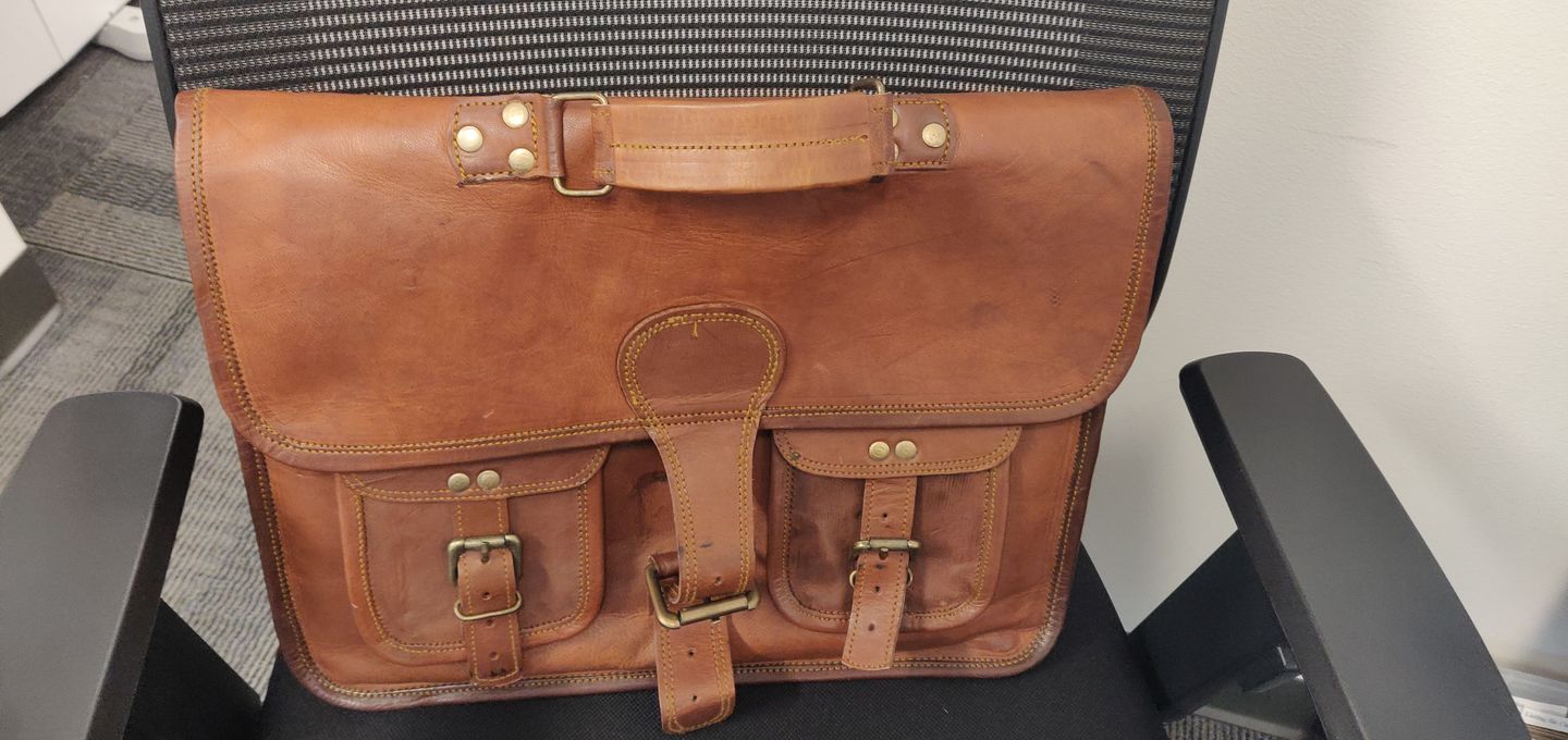 Customer photo review of Top Grain Leather Briefcase Bag