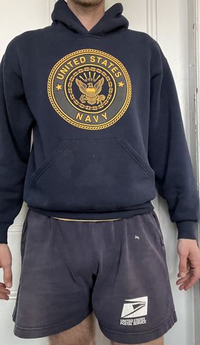 Customer photo review of Vintage USPS Sweatshorts Size Large