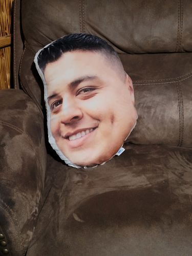 Customer photo review of Create A Custom Face Pillow