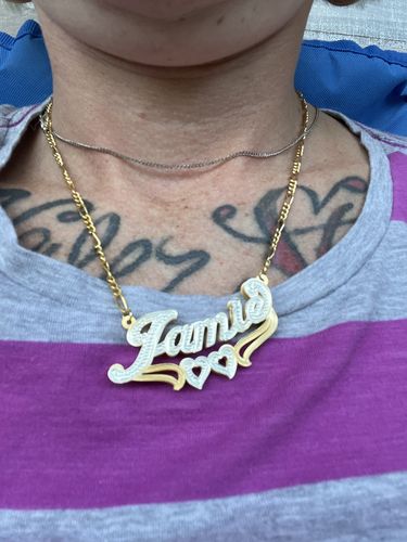 Customer photo review of Double Plated Heart Name Necklace