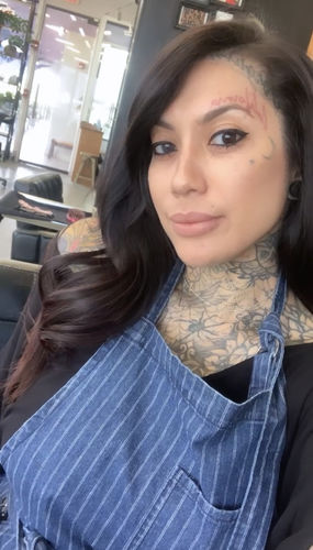 Customer photo review of Navy Pinstripe Apron