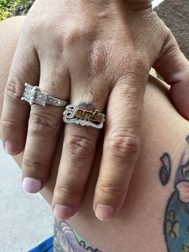 Customer photo review of Script Name Ring