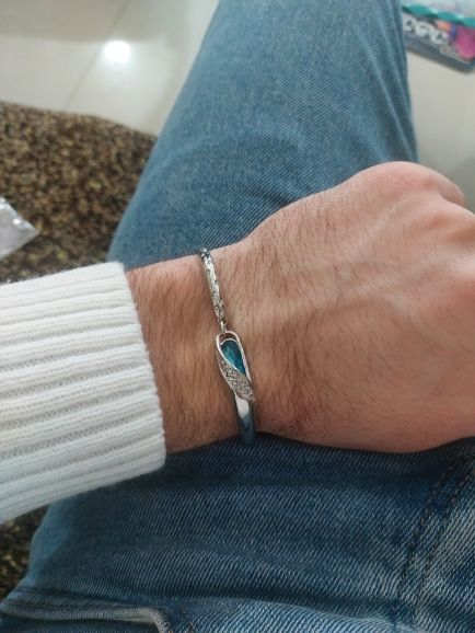 Customer photo review of Sapphire Silver Charm Bracelet