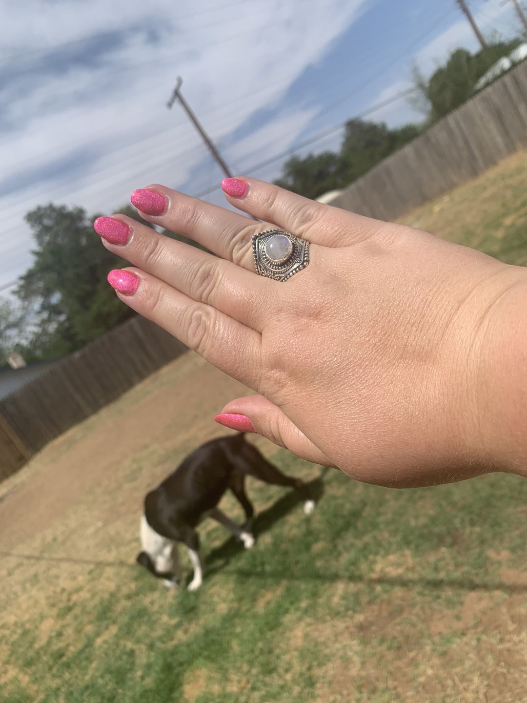 Customer photo review of Sterling Silver Boho Ring with Moonstone