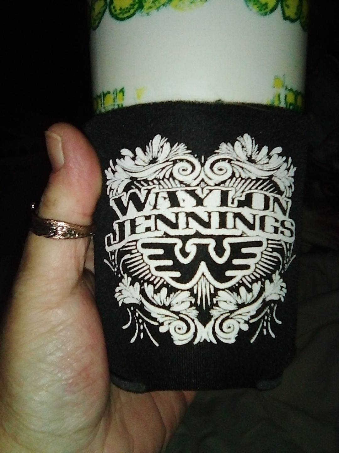 Customer photo review of Waylon Jennings Flying W Collapsible Koozie
