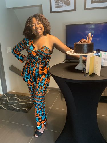 Customer photo review of African Print Lagina Jacket and Pant Set