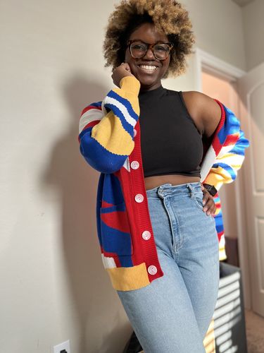 Customer photo review of Symbol of Peace Cardigan