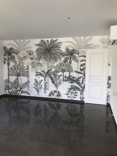 Customer photo review of Papier peint panoramique jungle palmier noir et blanc