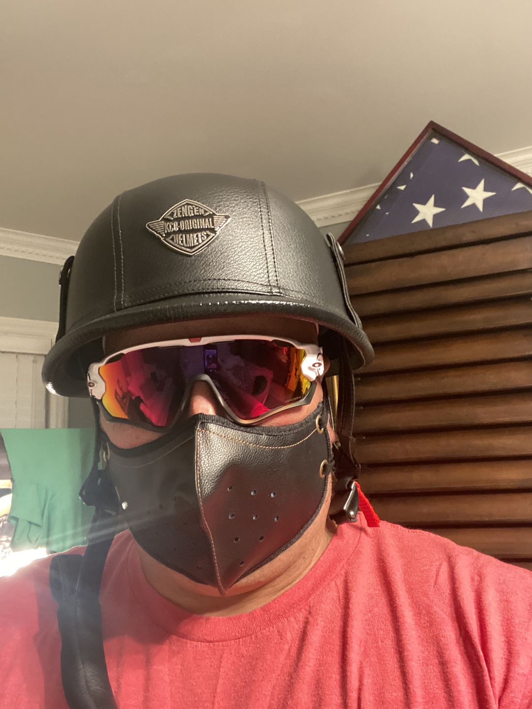 Customer photo review of German Leather Half Helmet - Vintage Black