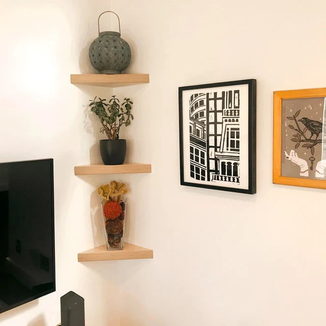 Customer photo review of Boomerang Corner Shelf