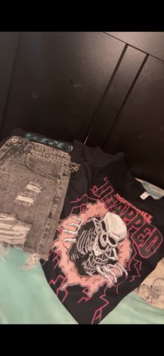Customer photo review of Jordan 1 Mid Coral Chalk DopeSkill T-Shirt Trapped Halloween Graphic