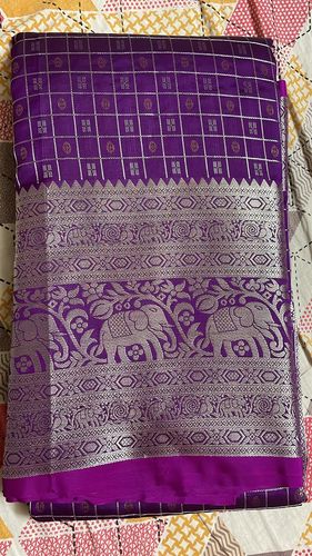 Customer photo review of Pearlescent Purple Kanjivaram Saree