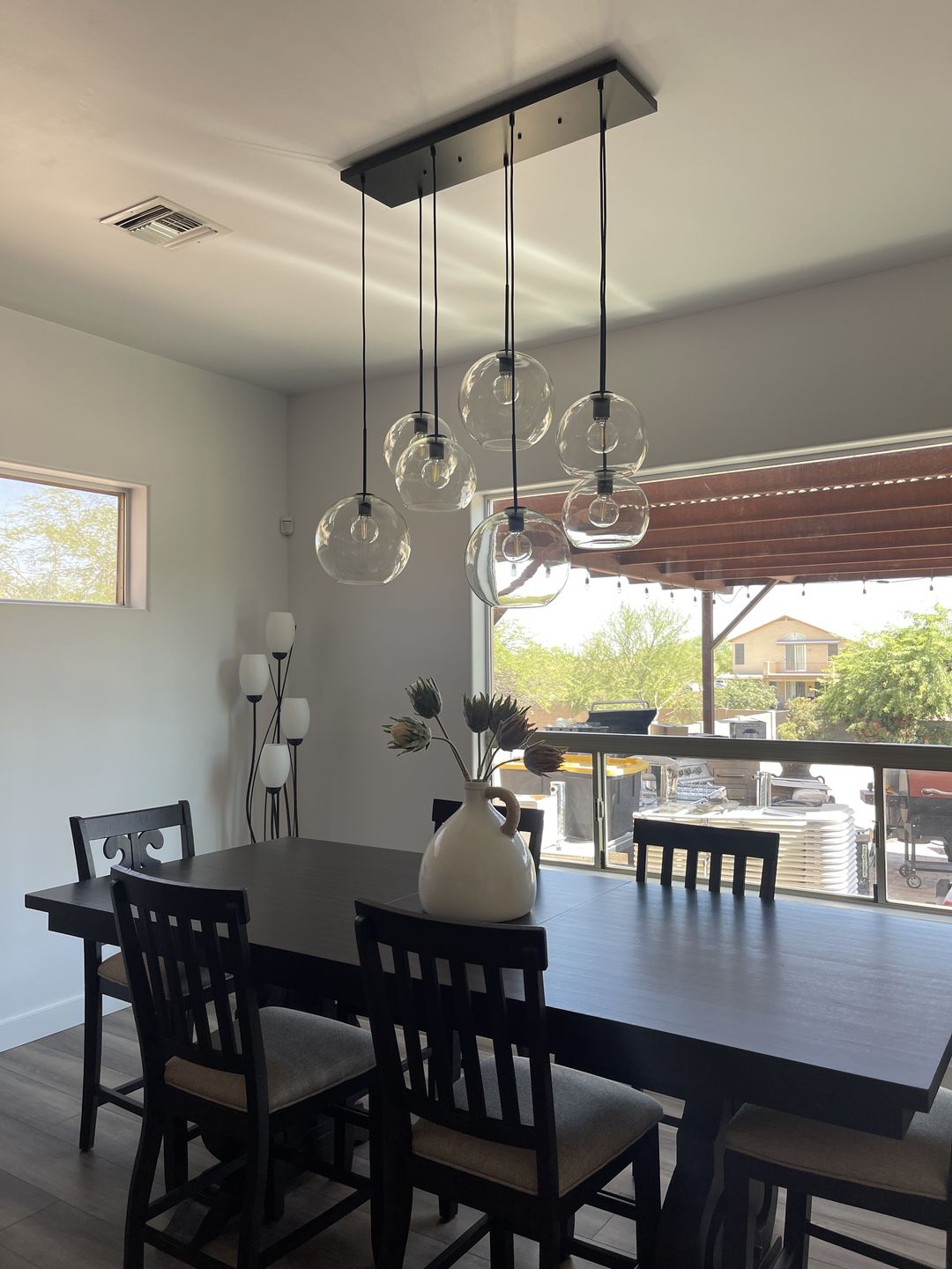 Customer photo review of Modern 7-Light Sculptural Glass Globe Pendant Chandelier
