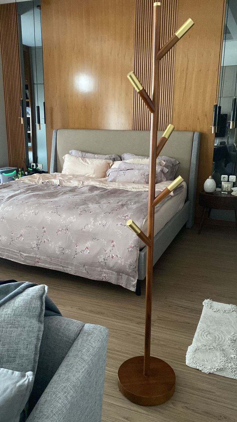 Customer photo review of Minimalist Teak Coat Rack – Branch Design