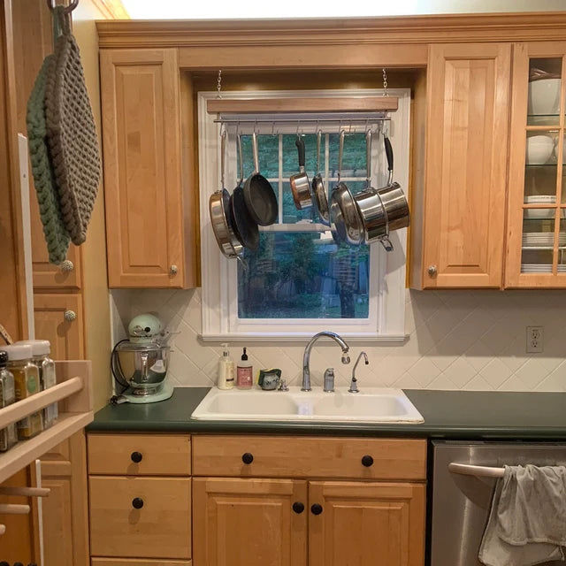 Customer photo review of Slim James Hanging Rack - Solid Hardwood