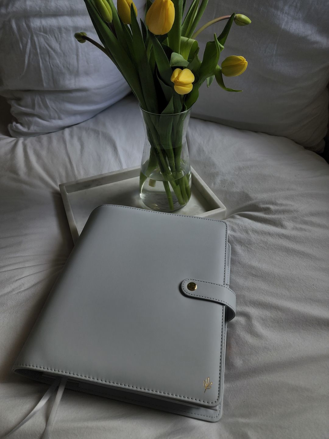 Customer photo review of Grey Leather Planner Cover (Signature + Daily)